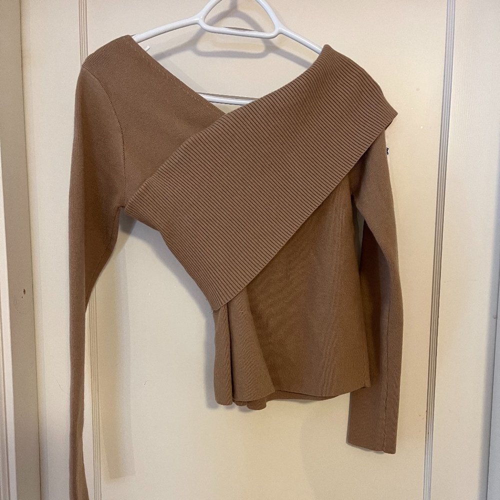 Line & Dot One Shoulder Sylvie Sweater in Beige (Never Worn)